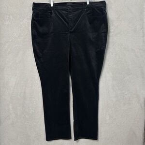 NYDJ Marilyn Straight Velveteen Pants Womens Size 22W Black Stretch Lift Tuck